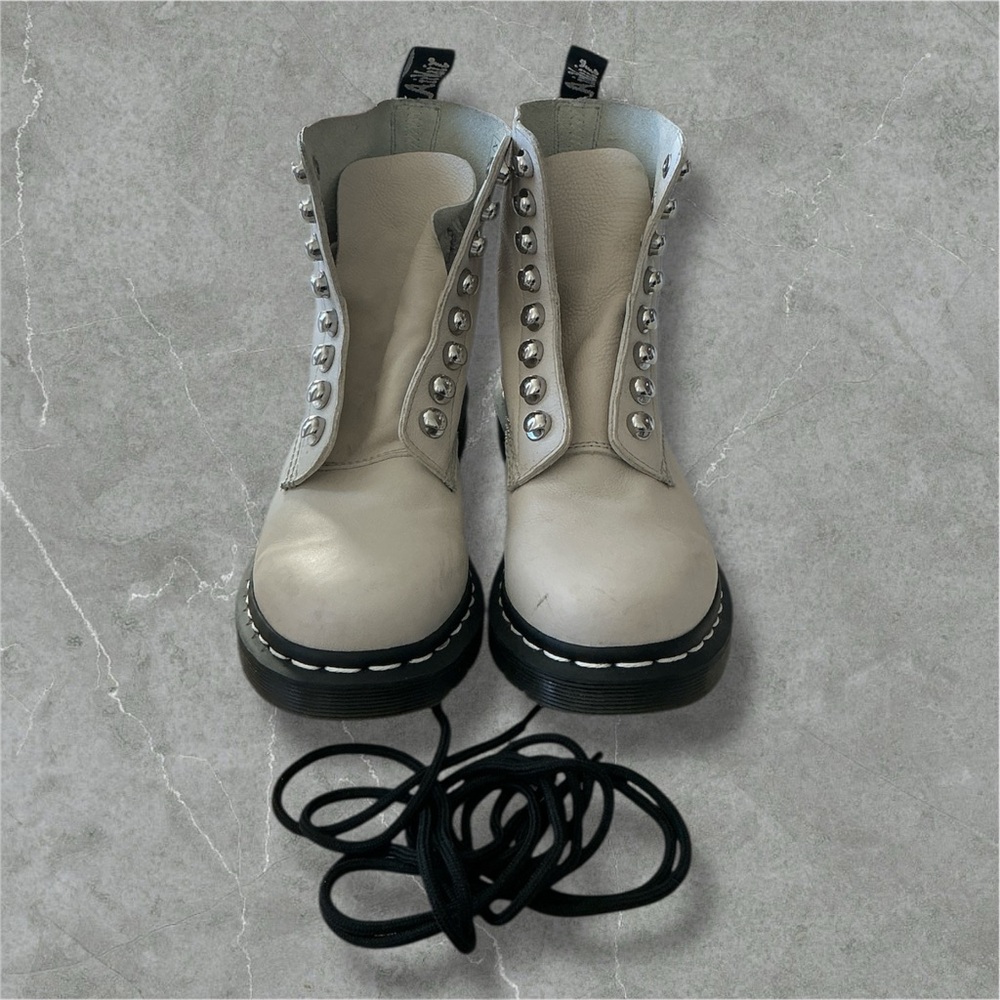 Dr. Martens Gray Lace-Up Combat Boots